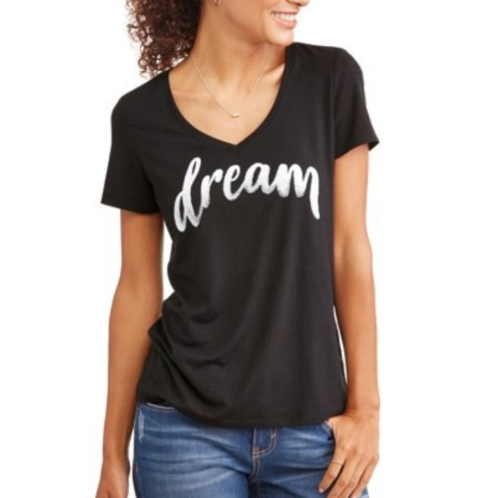 EV1 DREAM Black Vneck Short Sleeve Tshirt